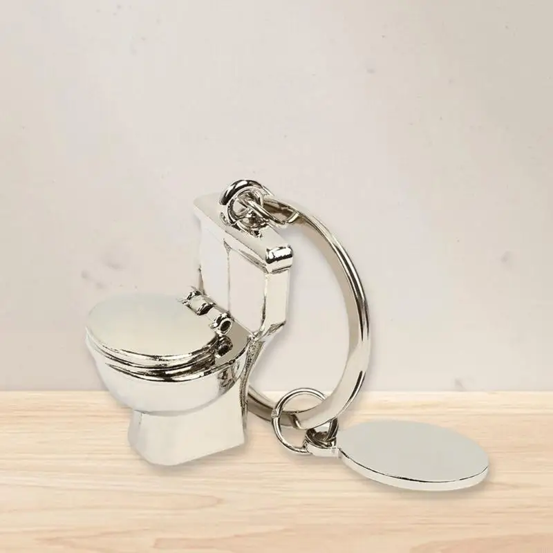 16FB 2PCS Creative Toilet Metal Metal Bag Bag Charm Keychain