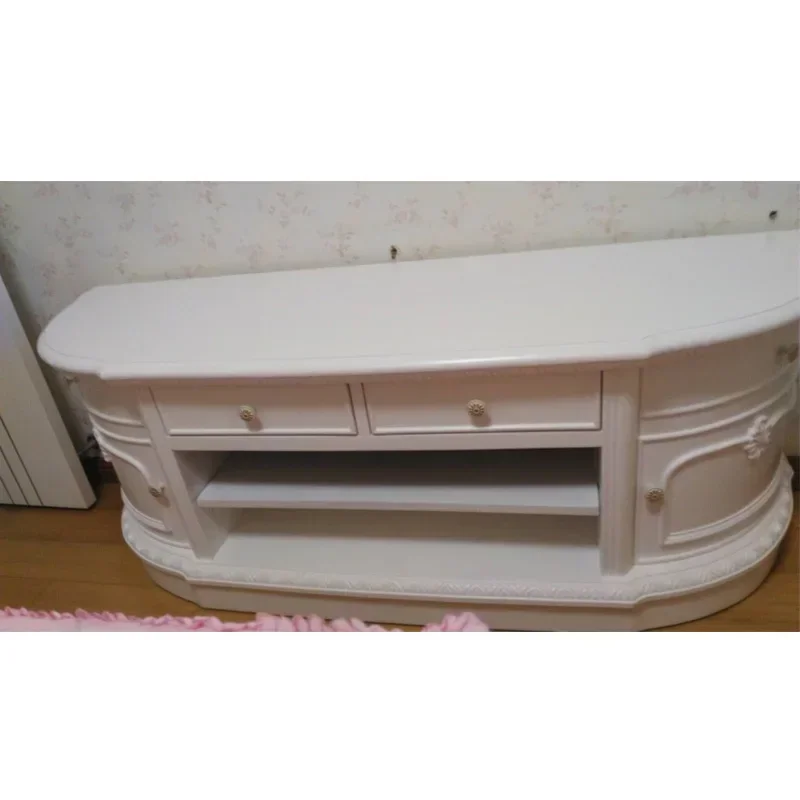 European solid wood TV cabinet Arc American semi-circular storage TV cabinet