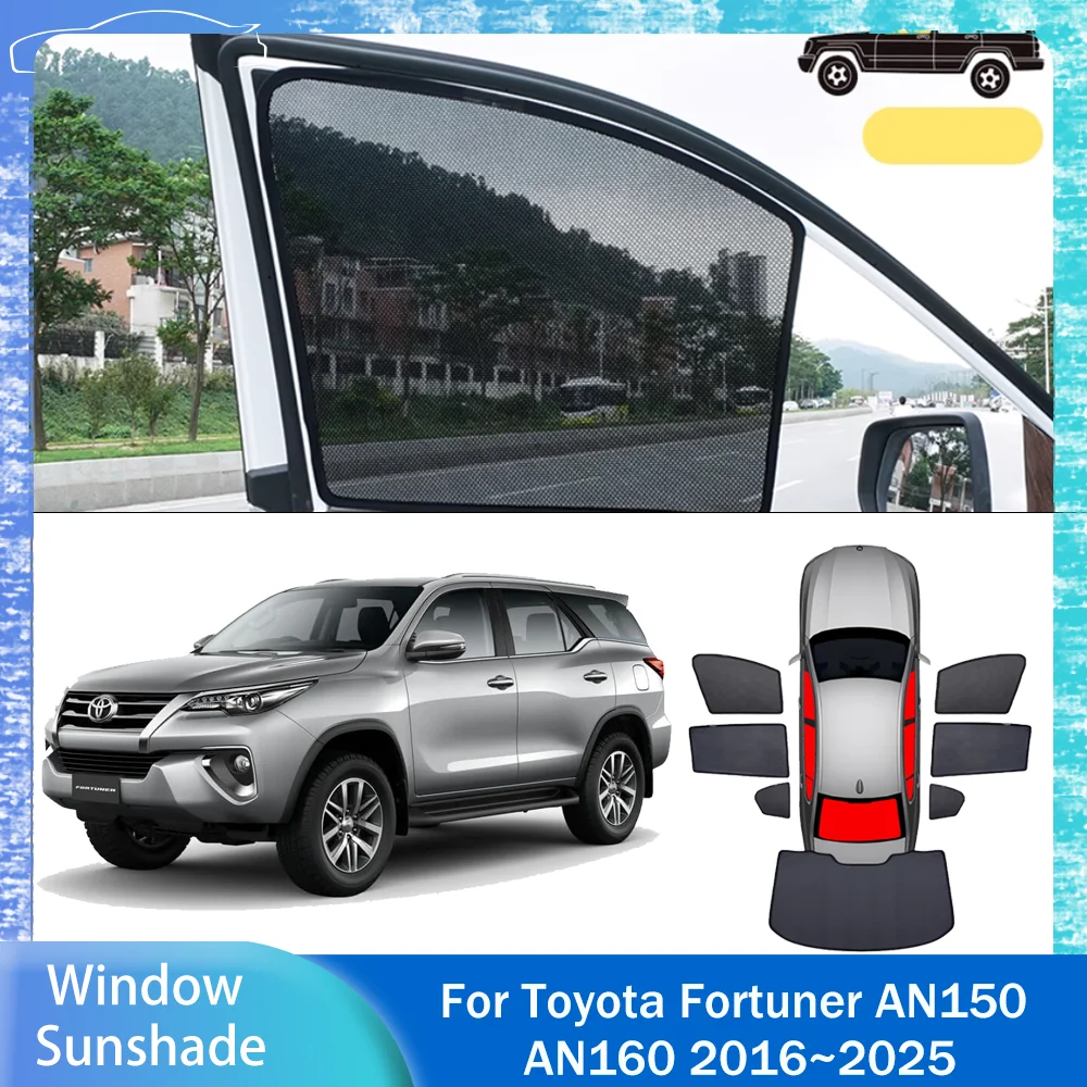 For Toyota Fortuner AN150 160 2016~2025 2017 2018 Car Magnetic Mesh Privacy Sunshade Side Window Sun Shade Protection Accessorie