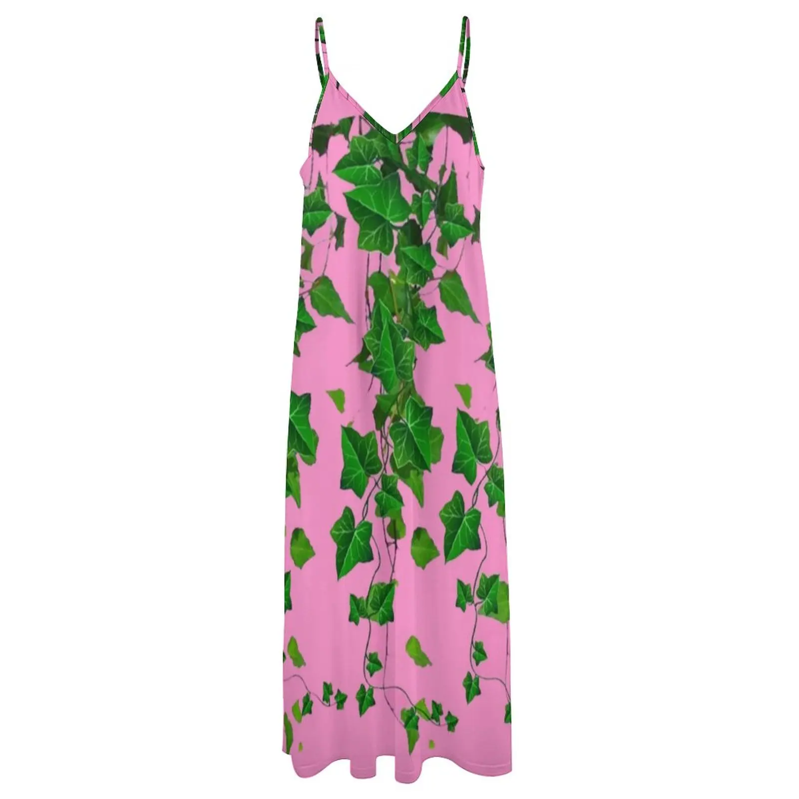 GREEN IVY HANGING LEAVES VINES PINK ART Sleeveless Dress women\'s summer clothing 2024 Prom gown Woman dresses