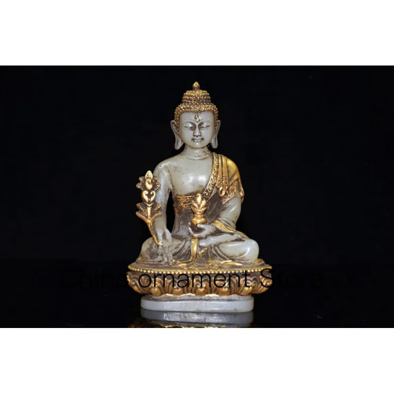 

Collection Old Tibetan Glaze Glass Buddhism Bodhisattva Gild Sakyamuni Buddha Statue