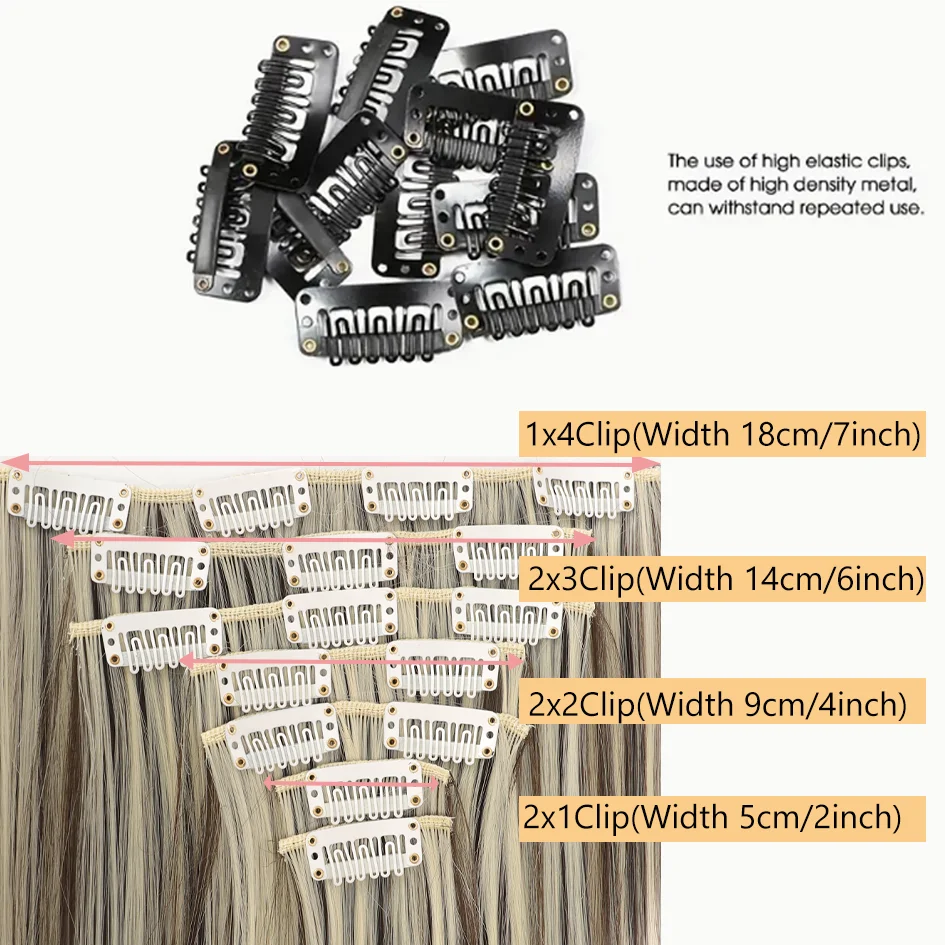 Synthetic 7 Pieces Clip-In Hair Extensions Set