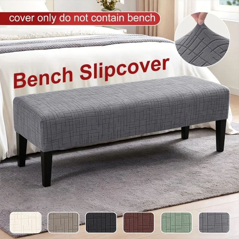 1PC Elastic Long Bench Slipcover Solid Color Rectangular Piano Stool Covers Dining Room Seat Cover Protector Home Decoration