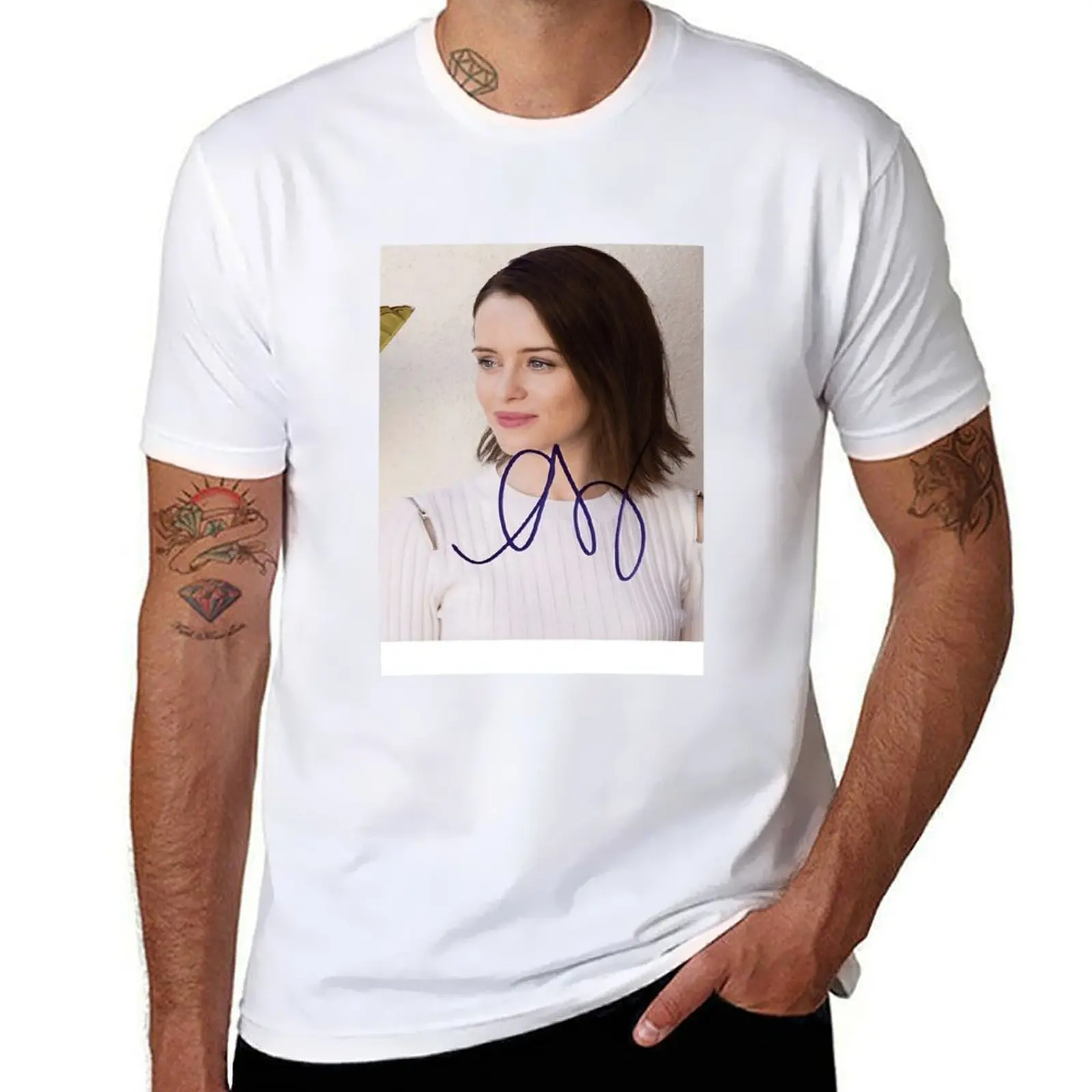 

Claire Foy Autograph Baseball  Sleeve T-Shirt essential t shirt t shirts for man graphic tees T-Shirt
