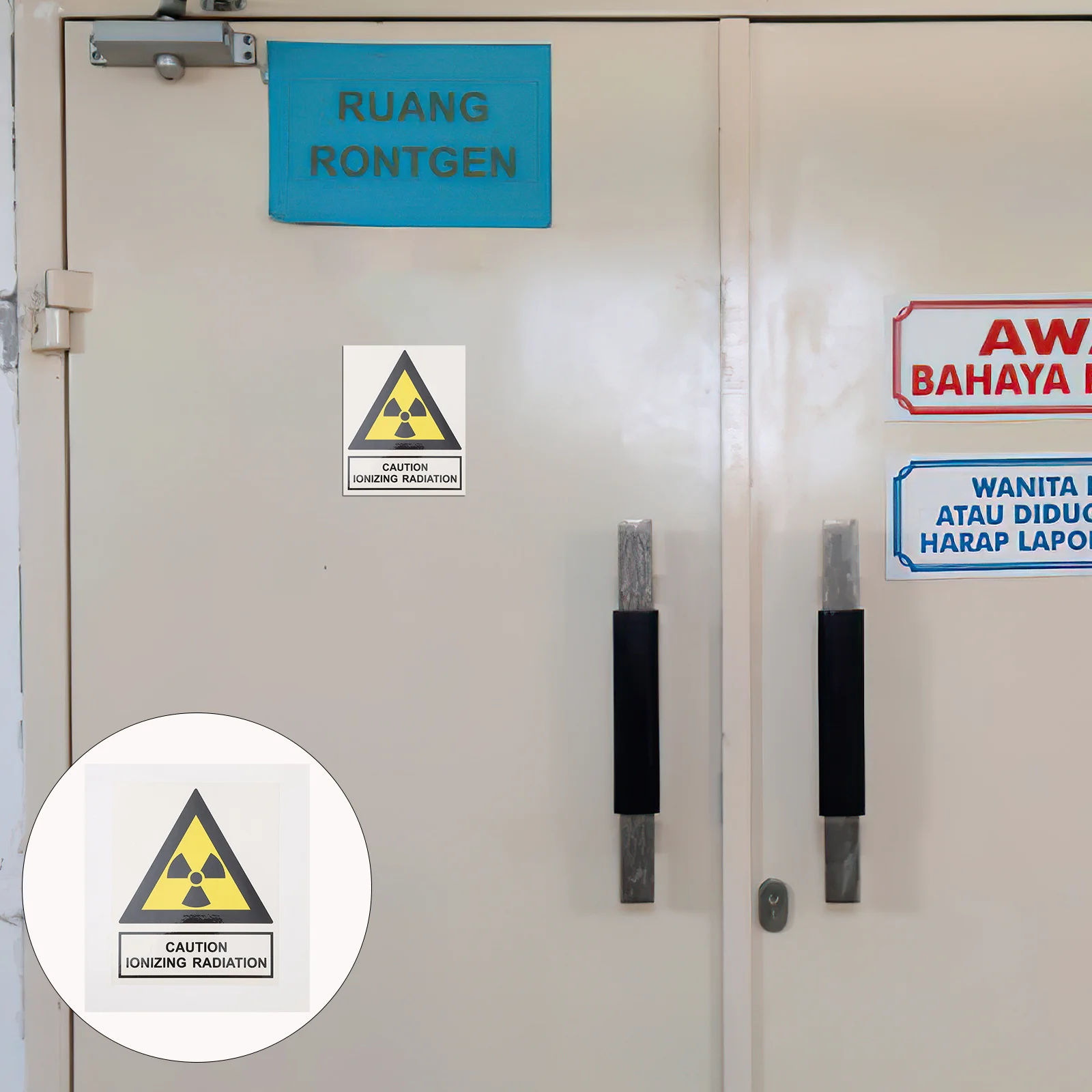 

4 Pcs Radiation Warning Stickers Signs for Boat Caution Reflective Electric Label
