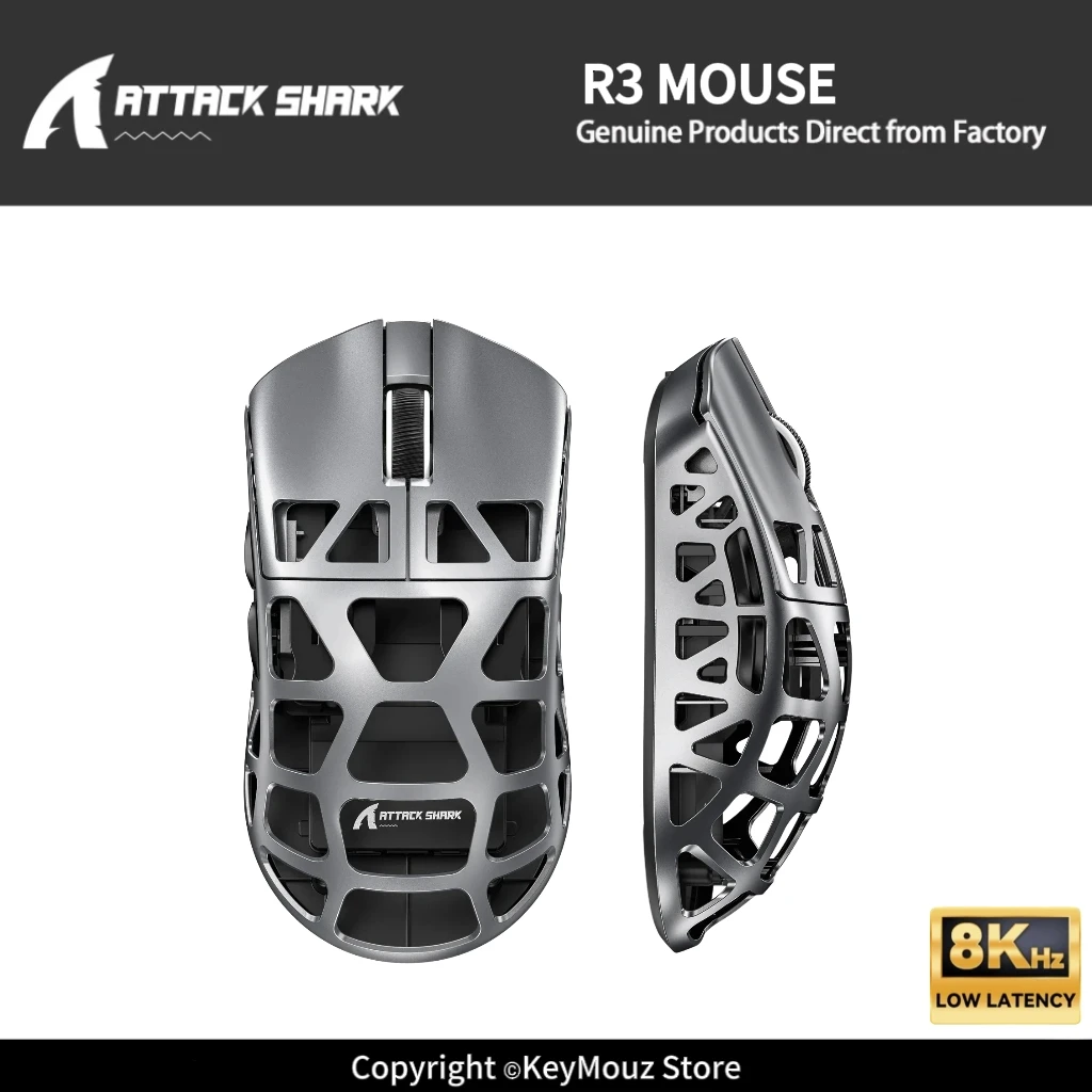 ATTACK SHARK R3 8KHz Low Latency Wireless Mouse Magnesium Shell Kailh Black Mamba 80M Switch Web Driver for PC Laptop