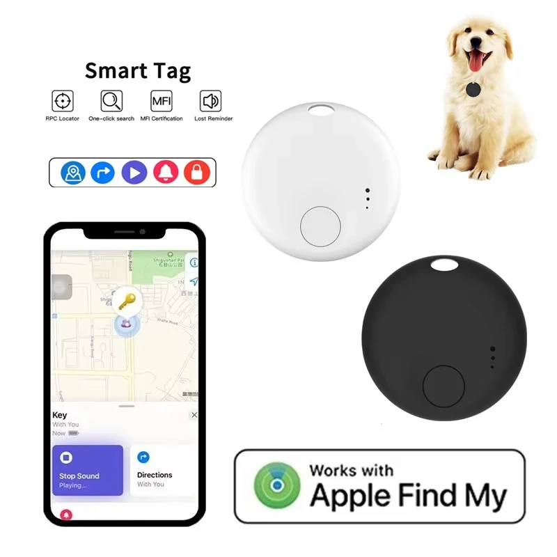 مكتشف مفاتيح بلوتوث ذكي يعمل مع Apple Find My Global Network جهاز تعقب العلامات الهوائية الذكي لنظام IOS لتحديد موقع العنصر للحقائب