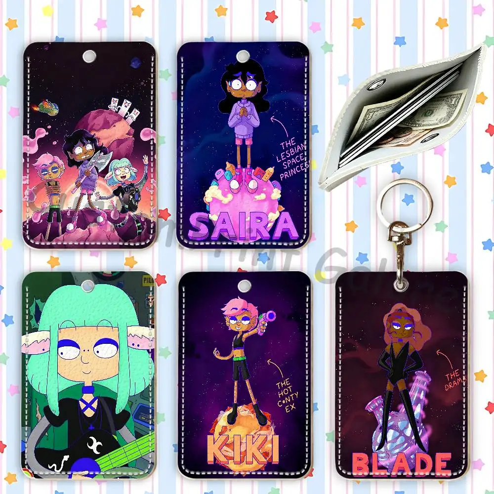L-Lesbian P-Princess S-Space Leather Card Holder Pouch Keychain Coin Purse Rectangle ID Card Case Textured Pattern