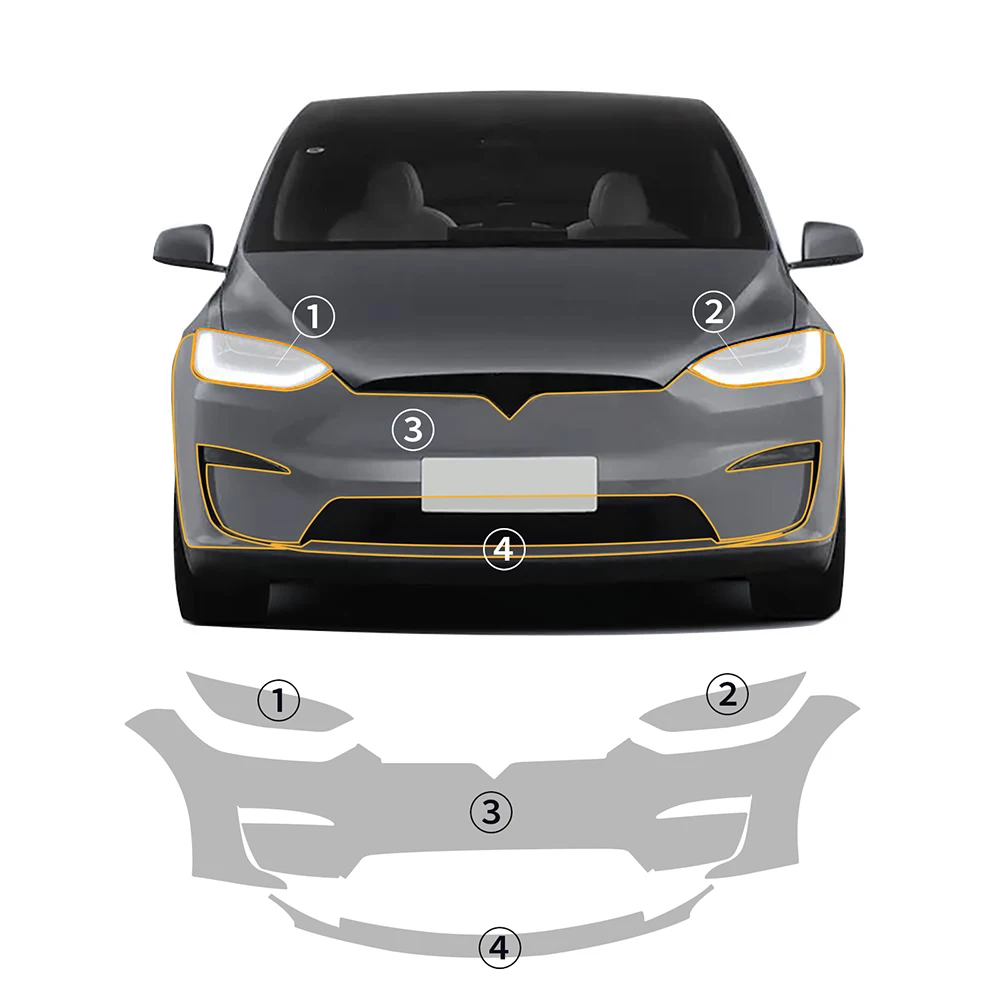 

Защитная пленка для автомобильного бампера из ТПУ PPF для Tesla Model X 2022 2023 2024, устойчивая к порезам, устойчивая к царапинам, прозрачная наклейка для бюстгальтера