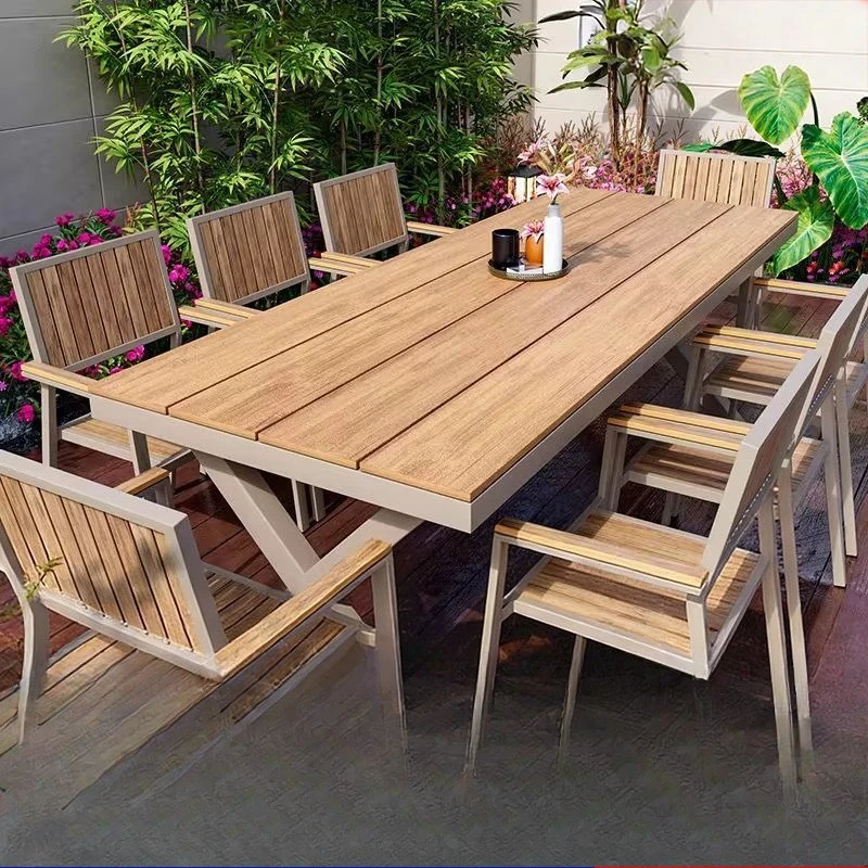 plastic wood five-piece set, courtyard anti-corrosion, waterproof and sun protection combination, leisure outdoor