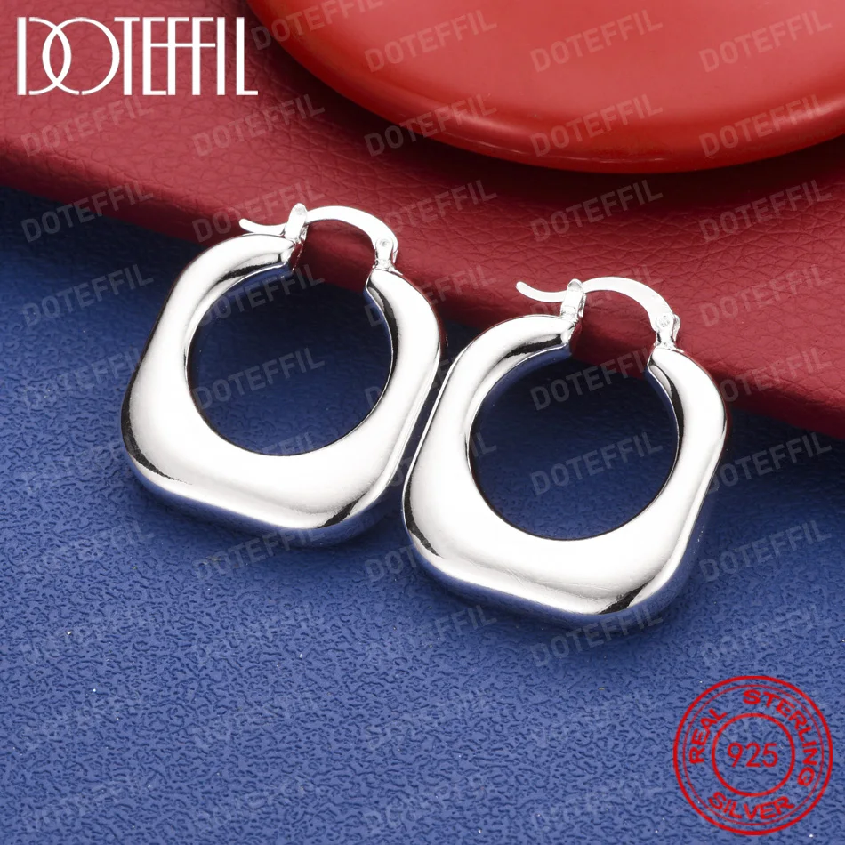 925 Sterling Silber Filigrane Quadratische und Runde Ohrringe für Damen, Modisches Hochzeitsgeschenk Schmuck