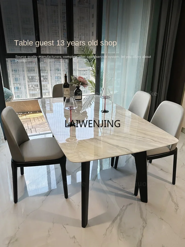 CF all solid wood legs supercrystalline stone dining table, high-end natural marble light luxury Nordic dining table