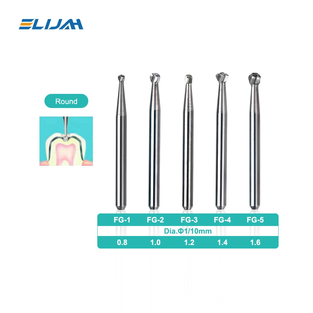 10pcs/Box Dental Tungsten Carbide Drill FG Tungsten Steel Burs For High Speed Handpiece Diameter 1.6mm Length 19mm