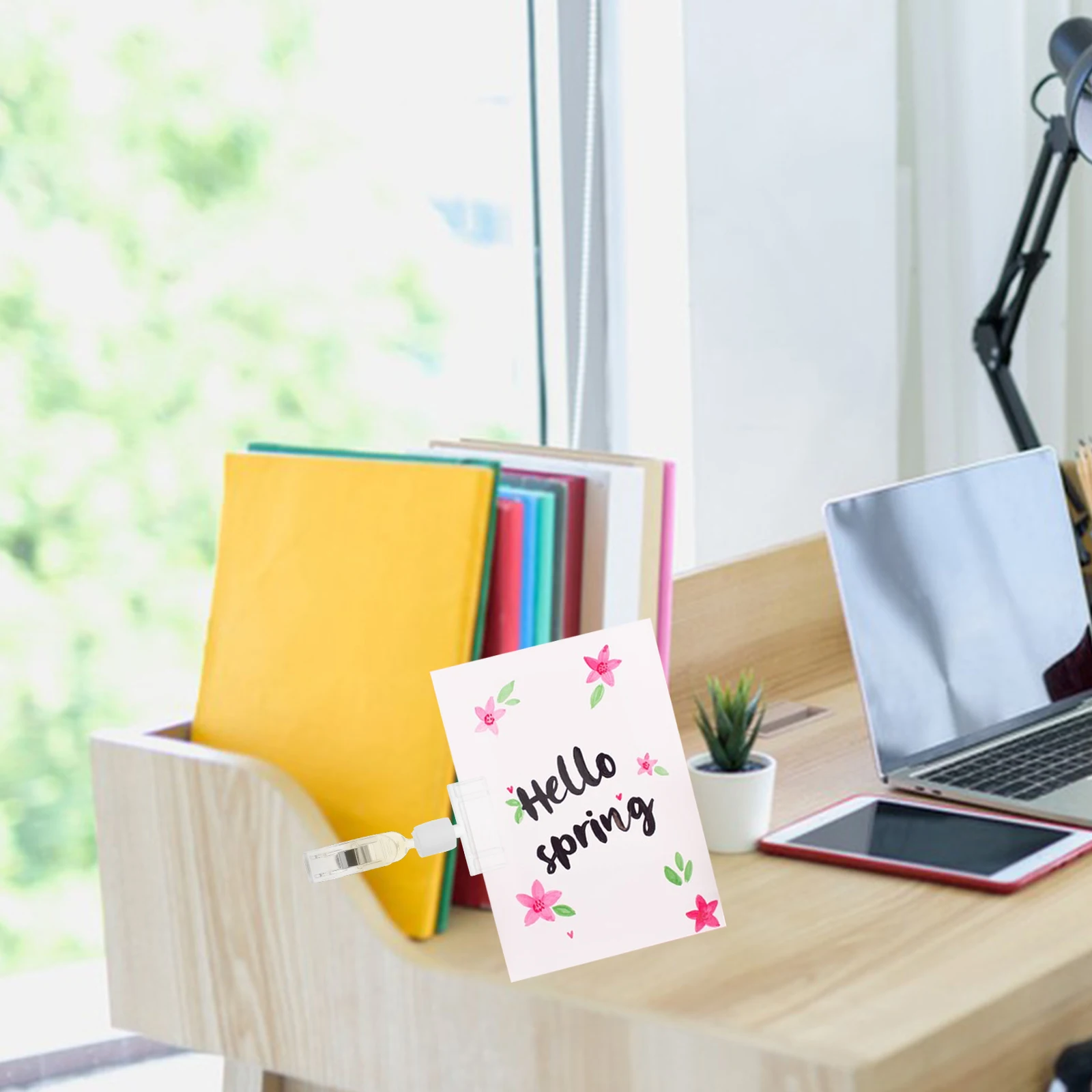 

12 Pcs Advertising Clips Transparent Crystal Double Head Rotatable Retail Rack Shelf Price Tag Holder Name Badge Display Sign