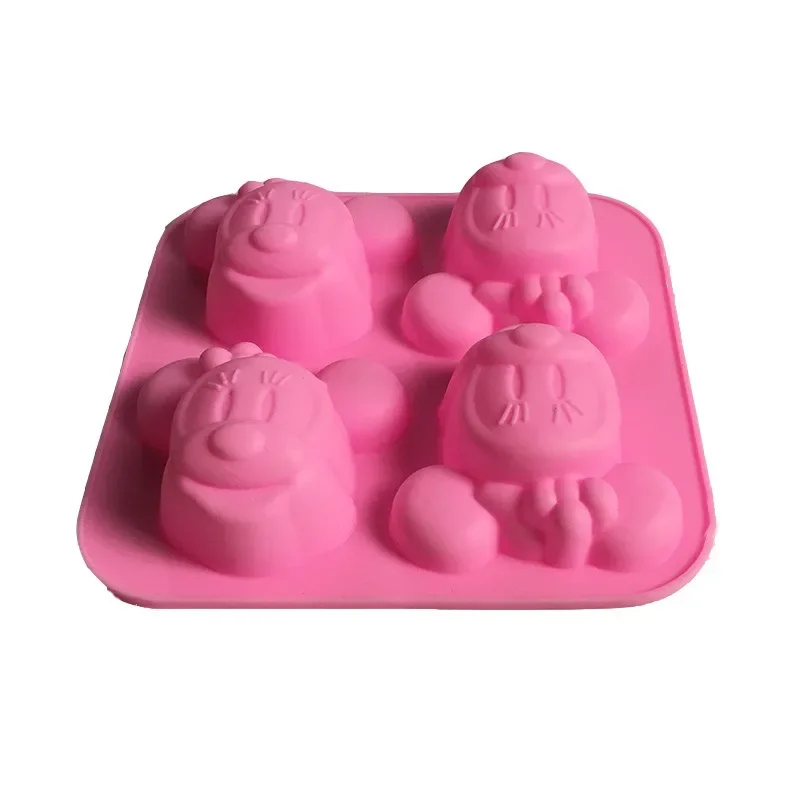 4pcs Disney Mickey Silicon Mold Anime Minnie Baking Mold Cake Chocolate Ice Cube Pudding Moulds Pastry Tools Kitchen Supplies