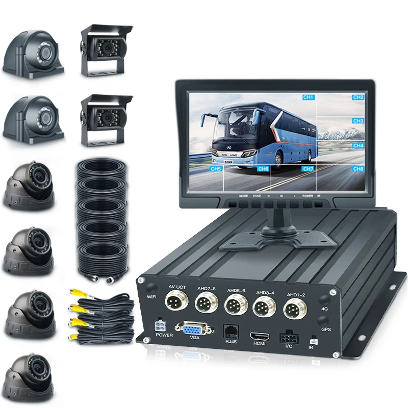 

School Bus Truck Support 2TB 1080P DVR Camera System 8CH Ai Mdvr With 10.1 Inch Cctv 4ch Mdvr Monitor Mobile Car 4g Gps Mdvr