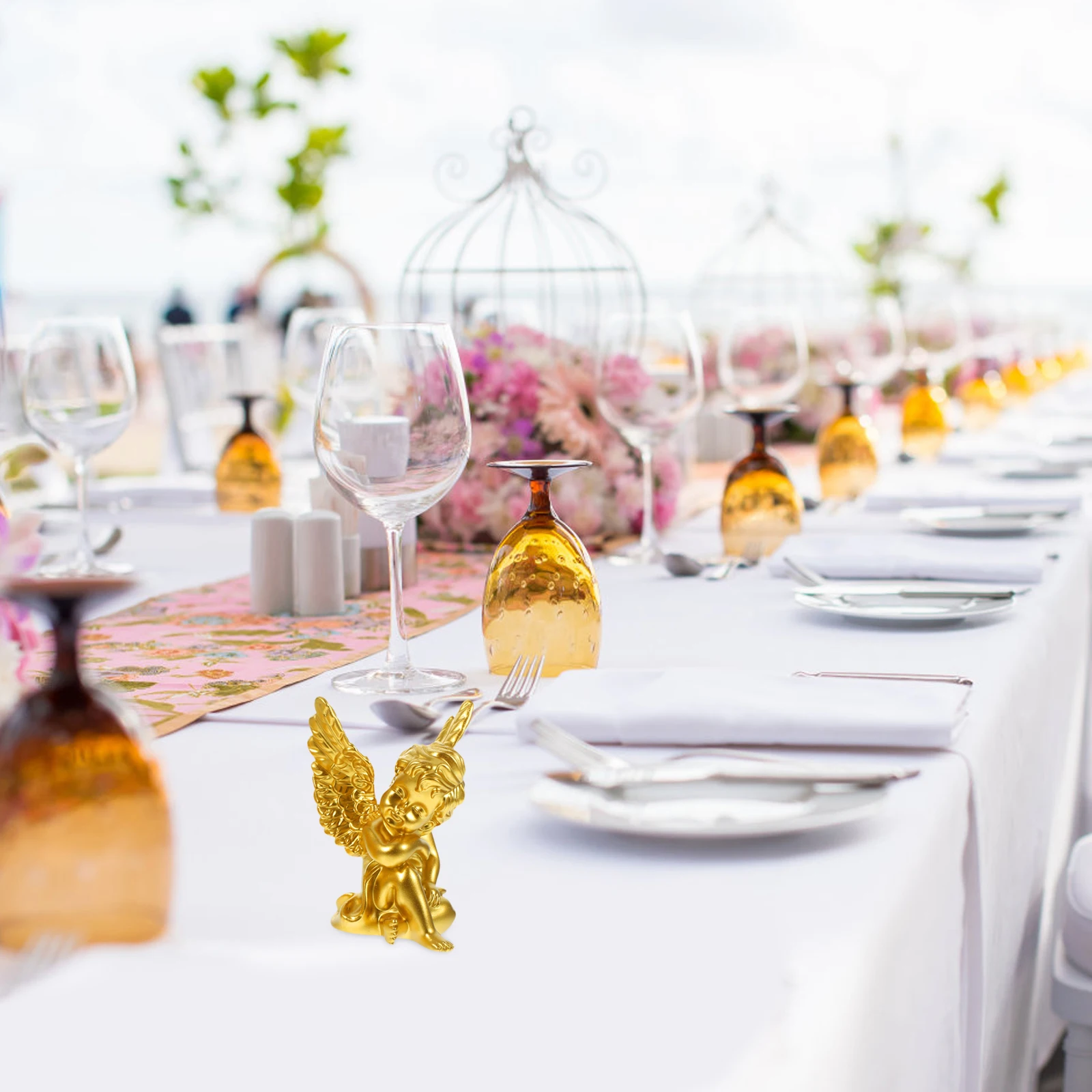 

2Pcs Resin Angel Sculpture Decor European Style Home Decor Safe Reliable Long Lasting Angel Statue Angels Figurines