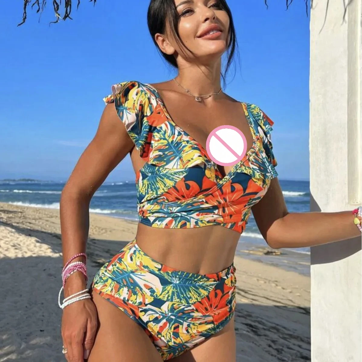 New Swimsuit Female Sexy Print Fashion Tight Bikini Flash Beach Swimsuit