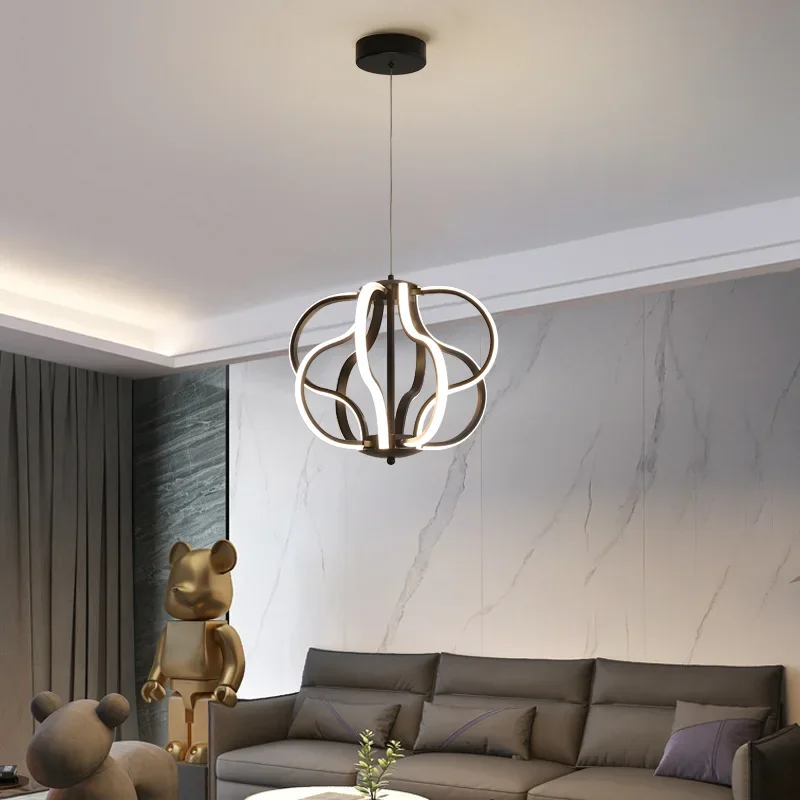 

Nordic minimalist living room, study, dining room, bedroom, LED line aluminum lamp, pumpkin chandelier, lantern chandelier