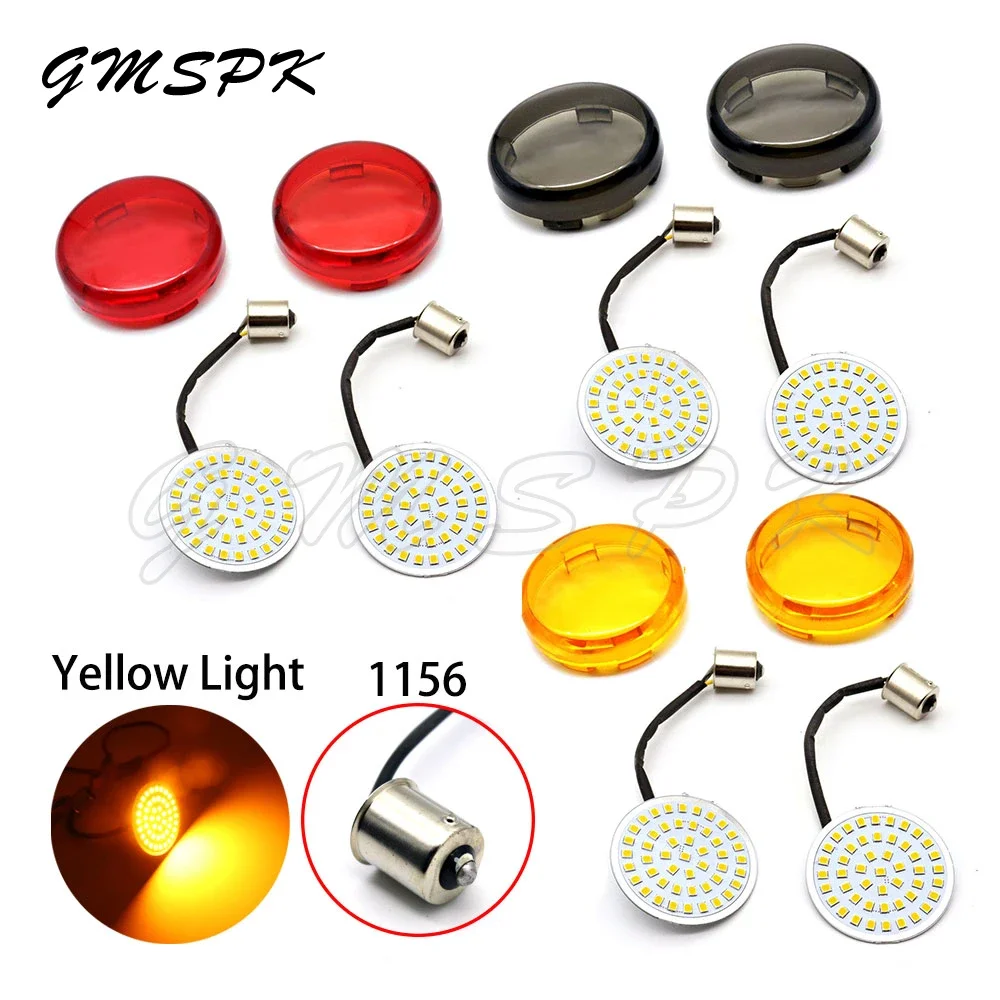 Motorcycle Yellow 1156 LED Rear BulletTurn Signal Inserts Light with Lens For Harley Road King Ultra Glide Road Glide