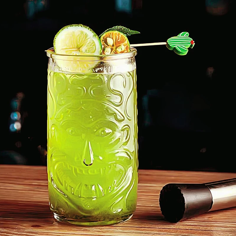 Glass Tiki Mug Modern Bar Tiki Cooler Clear Tumblers