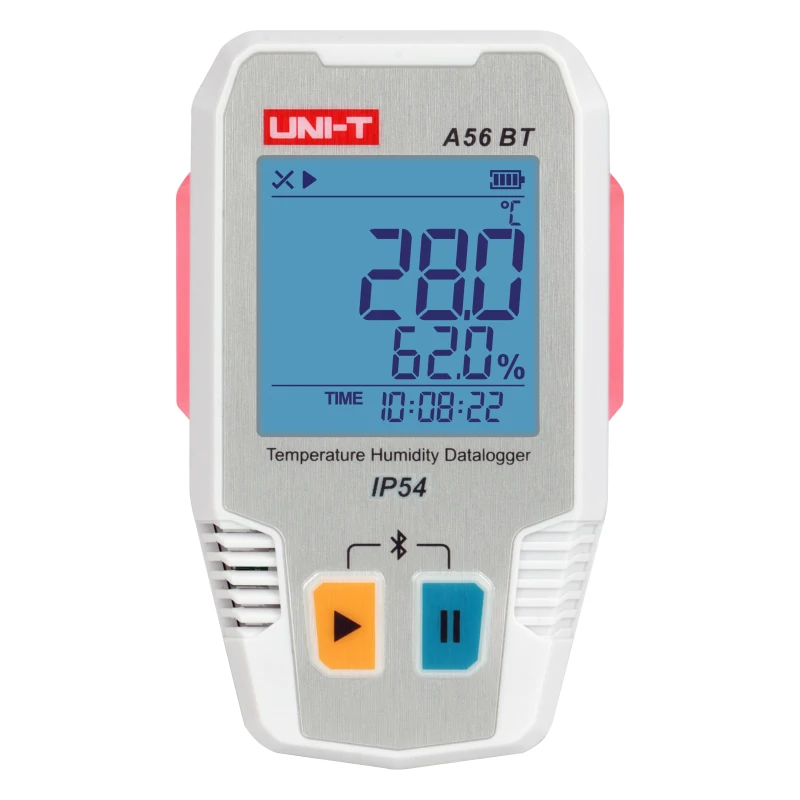 Registrador digital inteligente de temperatura y humedad Bluetooth UNI-T A57BT/A56BT; Protección IP54/almacenamiento de datos/comunicación por PC