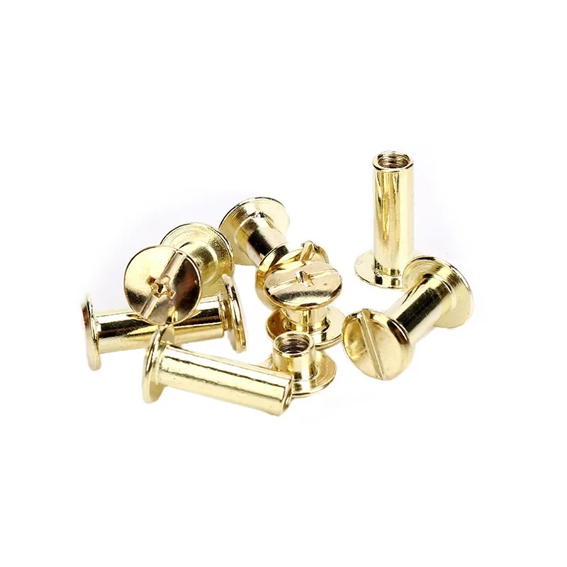 10pcs Metal Light Gold Binding Chicago Screws Nails Long Studs Rivets Leather Craft Hardware Accessories Rod Length 4~125mm