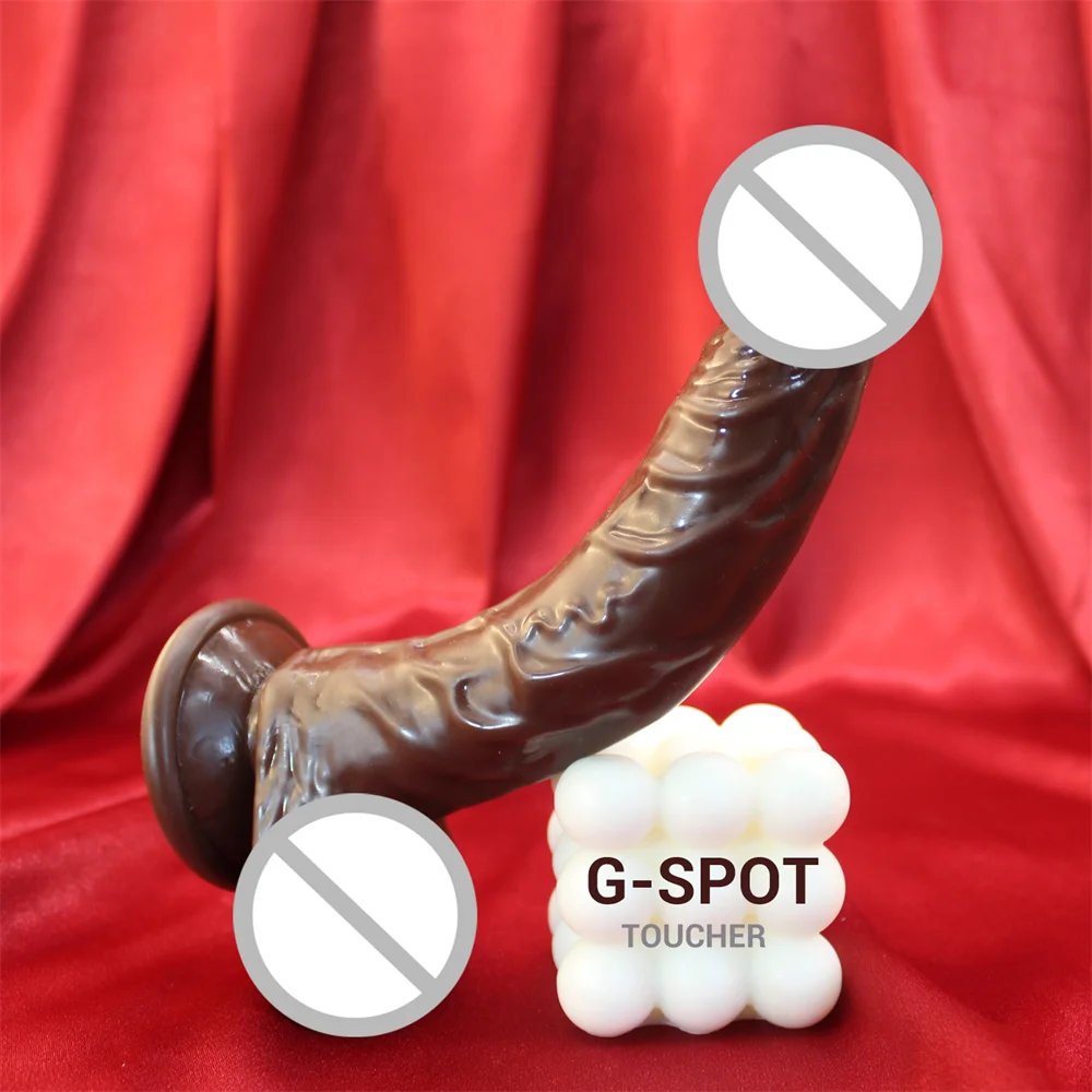 S-XL Pene finto realistico con ventosa Giocattoli del sesso gay per le donne Masturbatori vaginali con spina anale con cazzo marrone curvo