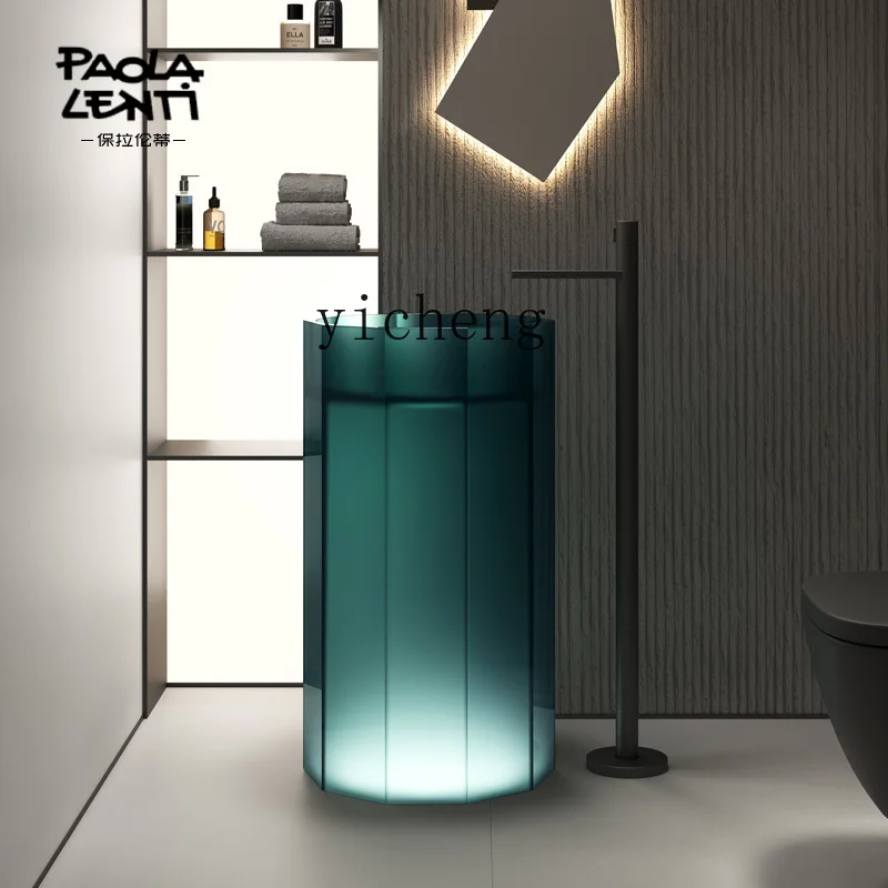 YFY floor-to-ceiling washbasin hotel bathroom color transparent crystal art basin household column basin