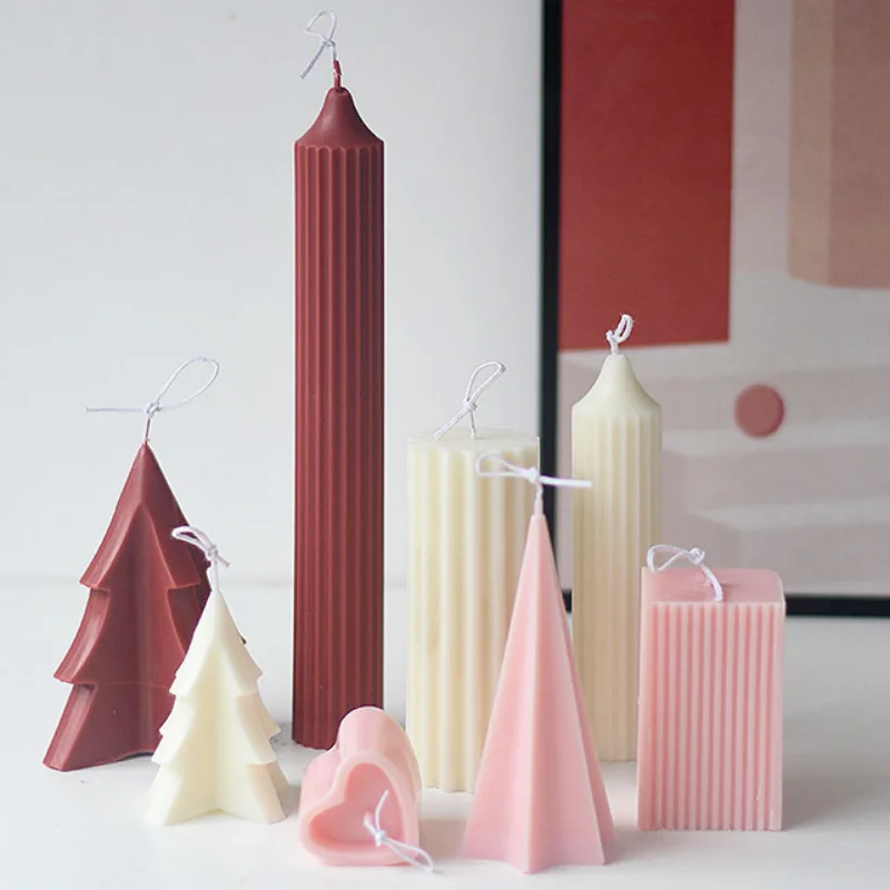 Columnar geometry PC Acrylic Candle Mold DIY Love Christmas Tree Candle Making Soap Resin Chocolate Mold Gifts Craft Home Decor