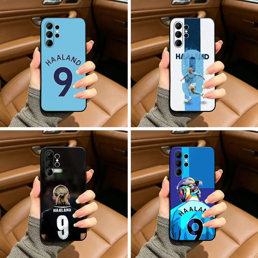 

E-Erling Haaland NO 9 Soft Silicone Case for Samsung S25, S24, S21, S22, S23, S30, Ultra, S20, Plus, FE, Lite-Black