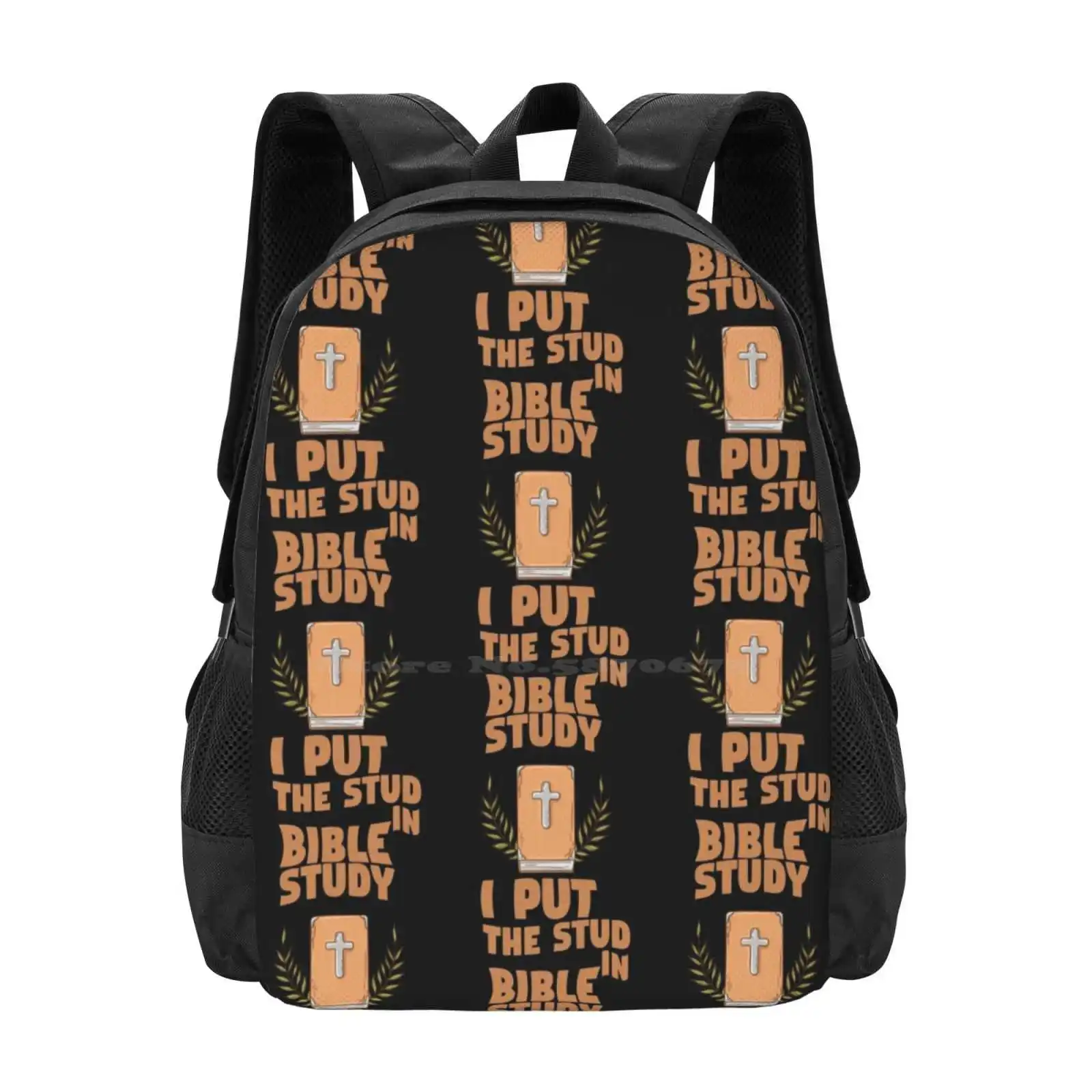 

I Put The Stud In Bible Study Teen College Student Backpack Pattern Design Bags God Faith Bible Verse Christianity Hope