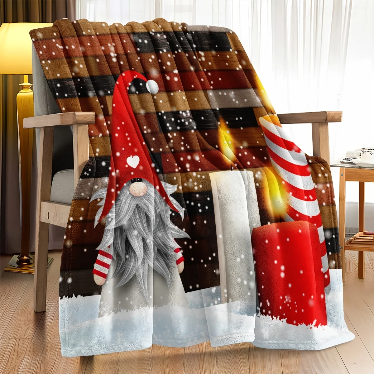 Santa & Snowman Pattern Blanket Soft, cozy, warm facecloth blanket Perfect for sofa beds offices and travel Four Seasons Comfort