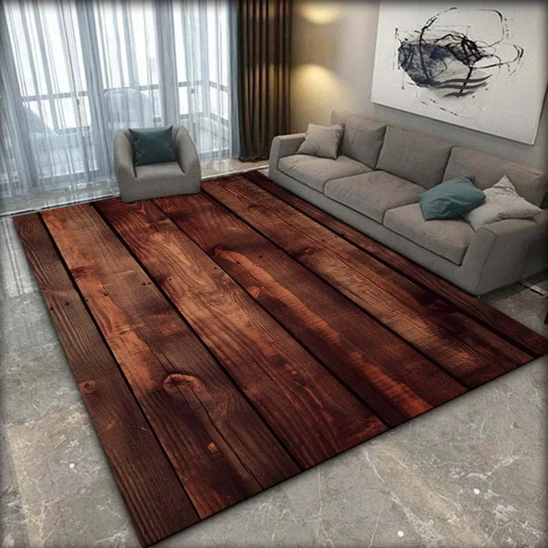 Creative Wood Pattern Carpets for Living Room Decoration Home Rug Bedroom Bedside Footpad Kitchen Bathroom Non-slip Floor Mat