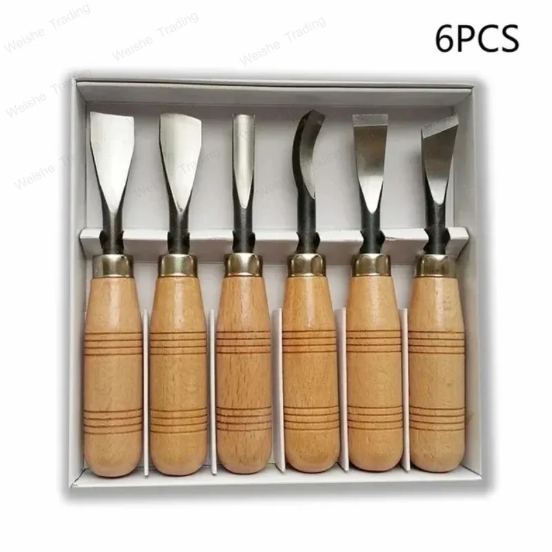 6pcs A306 Professional Wood Carving Hand Gouges Chisel Knives Tool Set Woodworking Hand Tools for Woodworking DIY