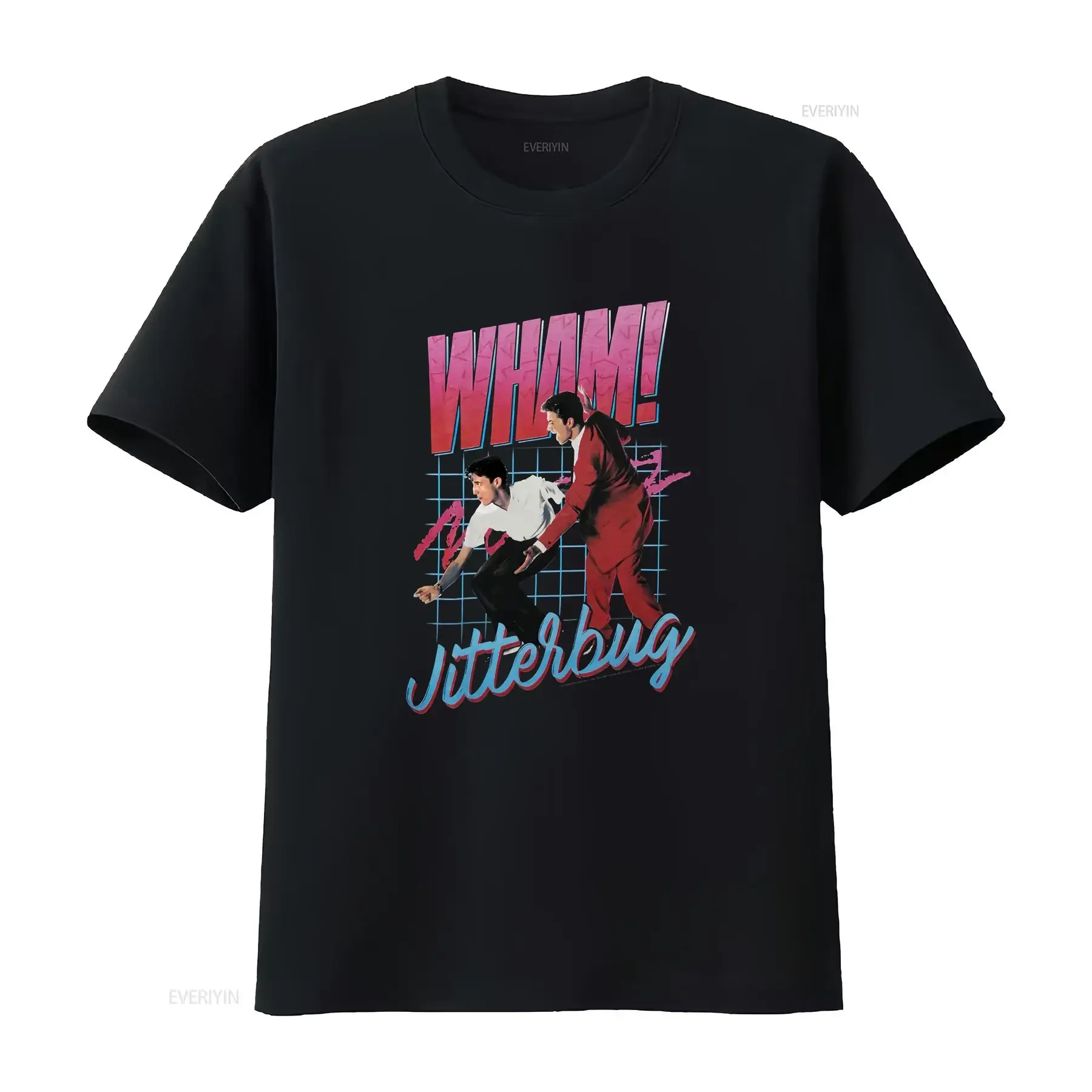 Wham Men's Jitterbug T shirt X Large Black vintage Washed Comfortable Versatile streetwear Breathable designer clothes Stylish