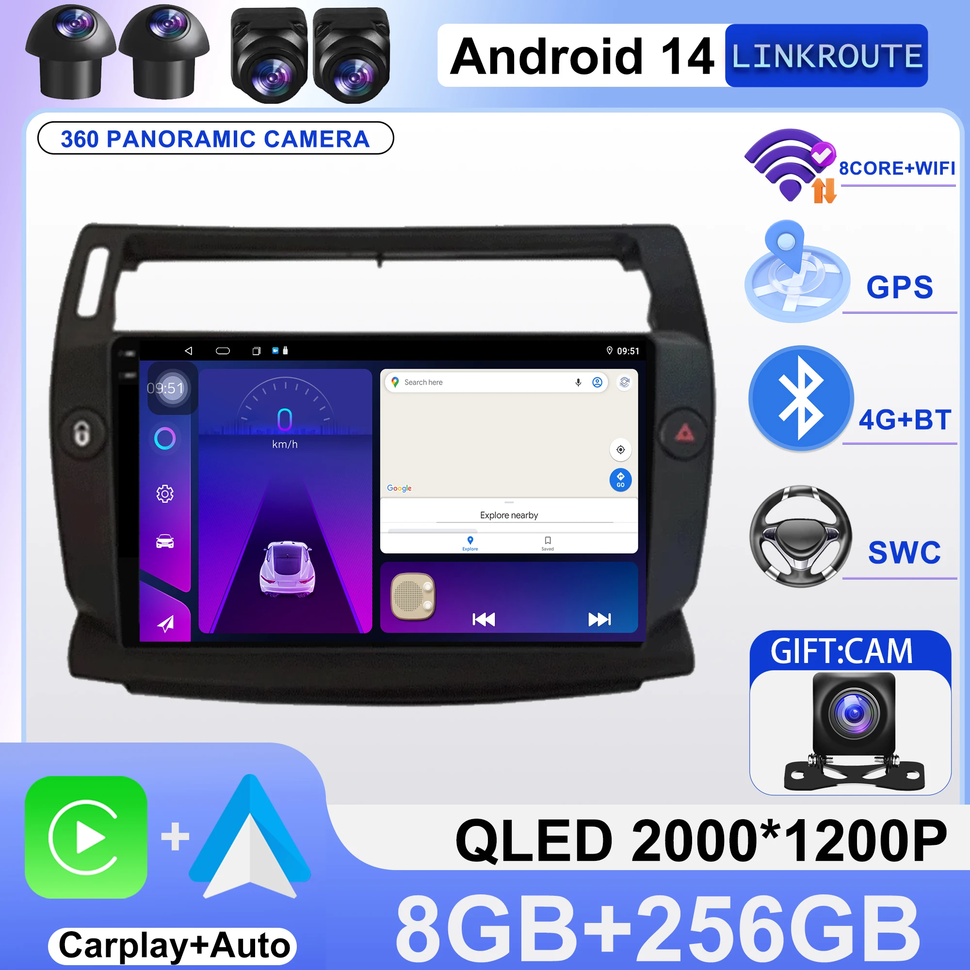 

Android 14 Carplay Car Radio For Citroen C4 C-Triomphe Quatre 2004 - 2014 Navigation GPS Multimedia Player Stereo WiFi+4G DSP BT