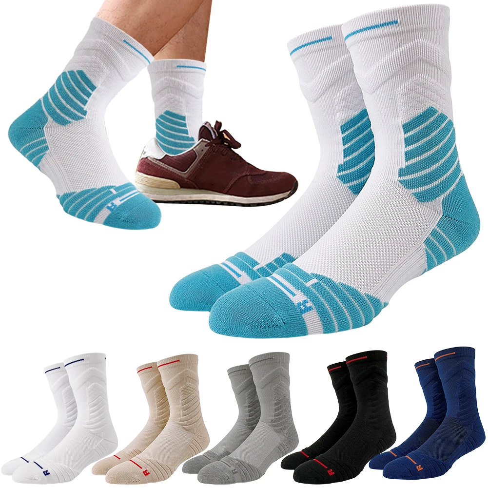 

Men Sports Socks Basketball Socks Terry Sole Athletic Running Socks Non Slip Soft Hiking Socks Breathable for Outdoor Sports