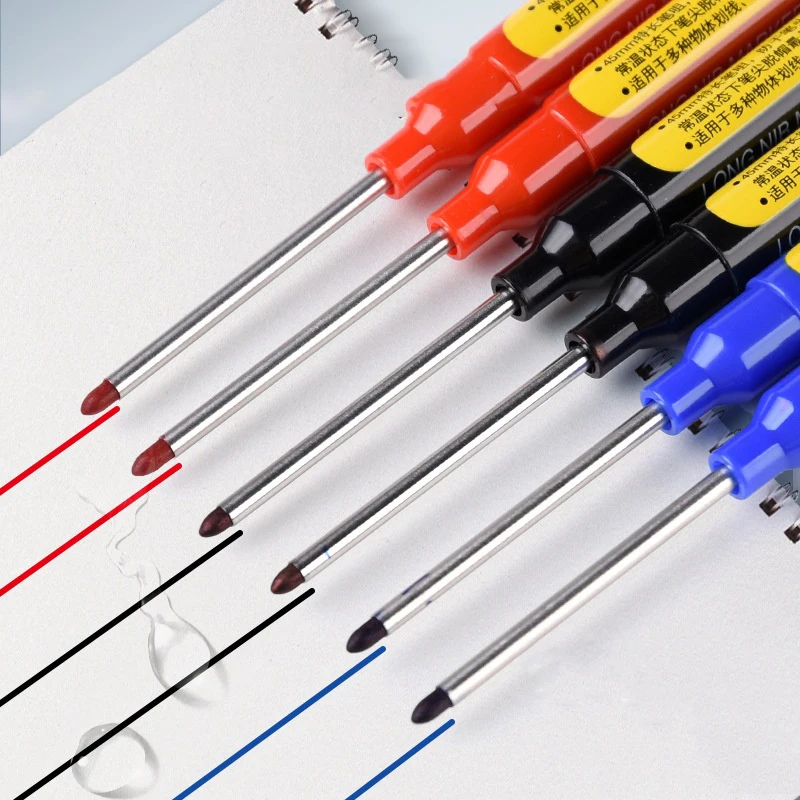 6 Stück/Set 45mm Spitze Lange Marker-Stifte, Mit Stiftkappe Holzbearbeitung Bohrmarkierstift Nachfüllbar, Für Tiefenloch-Markierung – Detail 7