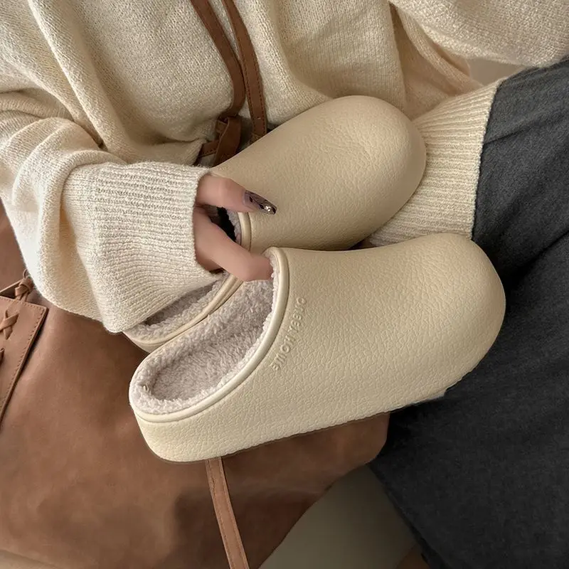 

Waterproof Cotton Slippers Women's Bootken Style 2025 New Warm Furry Home Outdoor Wear Commute Cotton Slippers Winter
