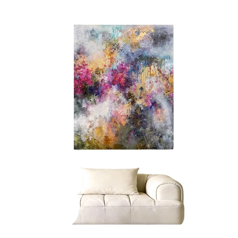 Hand-painted oil painting, wabi-sabi wind living room texture decoration, entrance handmade art painting