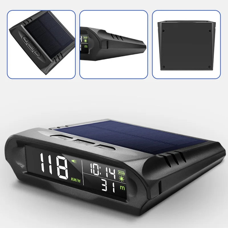 

Auto GPS Speedometer With Solar Charging Head Up Display Car Smart Digital Alarm Reminder Meter Electronics Accessories