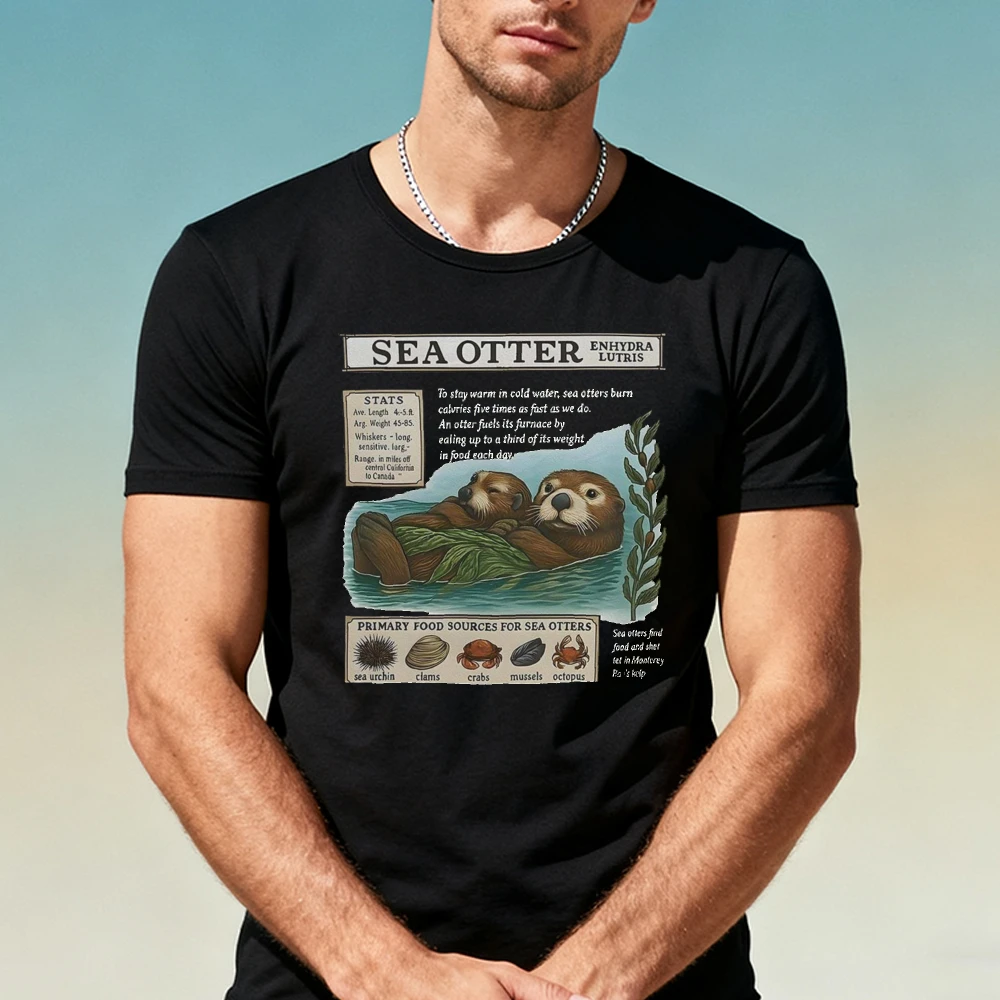 Vintage Replica Otter Aquarium Graphic Shirt Coastal Aesthetic Men Tee Monterey Bay Aquarium TShirt Sea Otter T-Shirt Sweatshirt