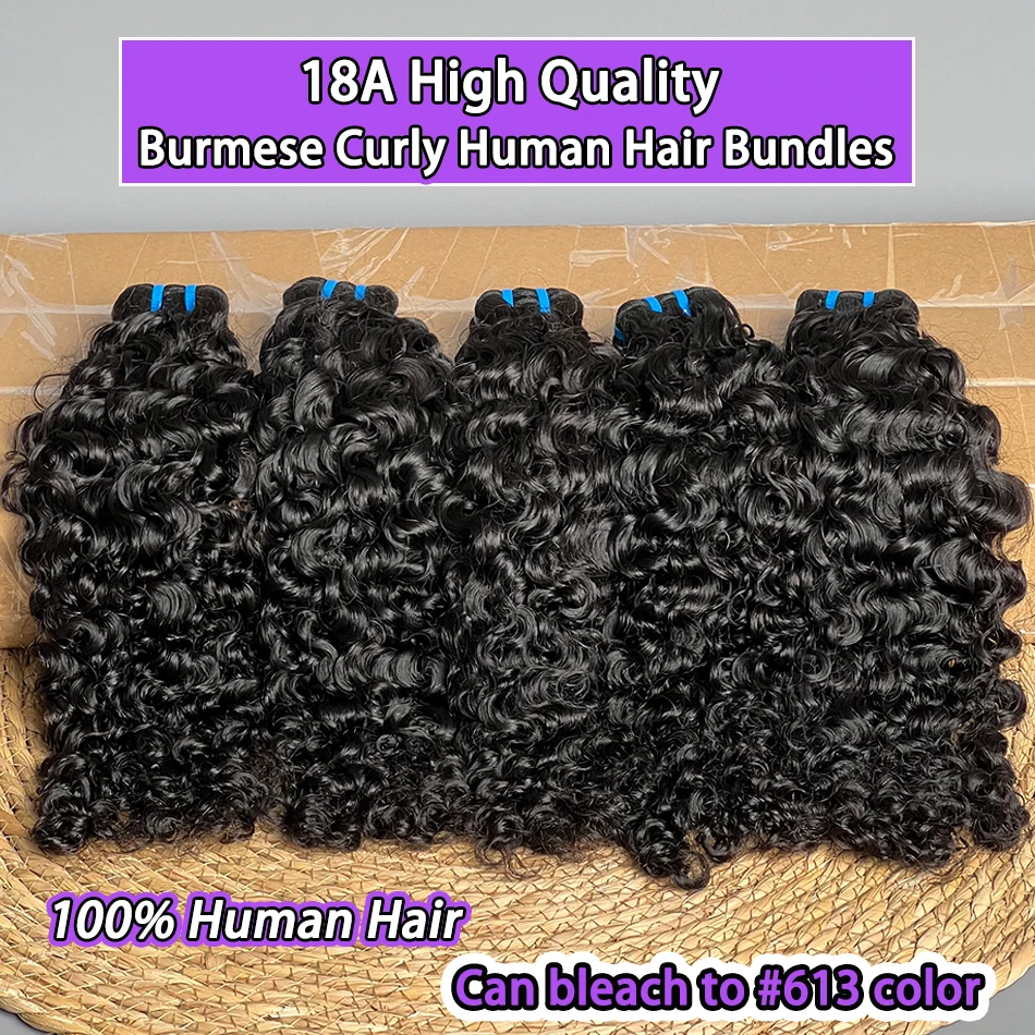 Fasci di capelli umani ricci birmani 18A # 1B Colore naturale 100% capelli vergini grezzi 100g Ricci rimbalzanti 1 2 3 4 Bundles Estensioni del tessuto