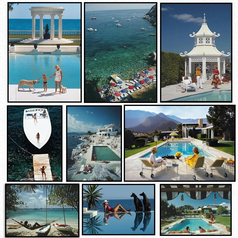 Poolside Glamour Fashion Art Print By Slim Aarons Vintage Photography 1970s Poster Wall Pictures Canvas Painting Home Decor