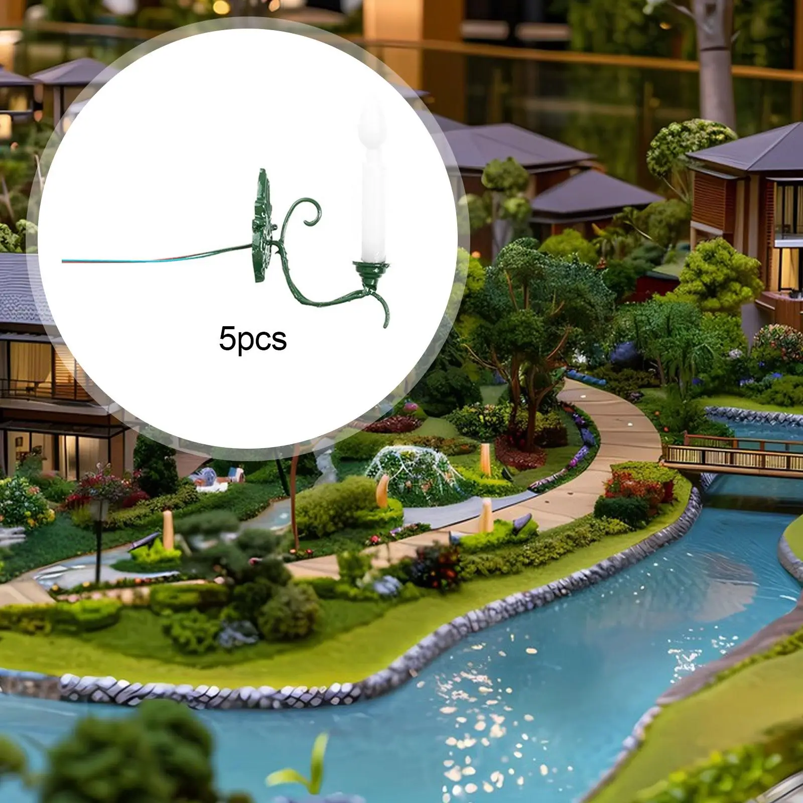 5x 1:87 schaal wandlamp DIY lay-out accessoires miniatuur LED wandkandelaars