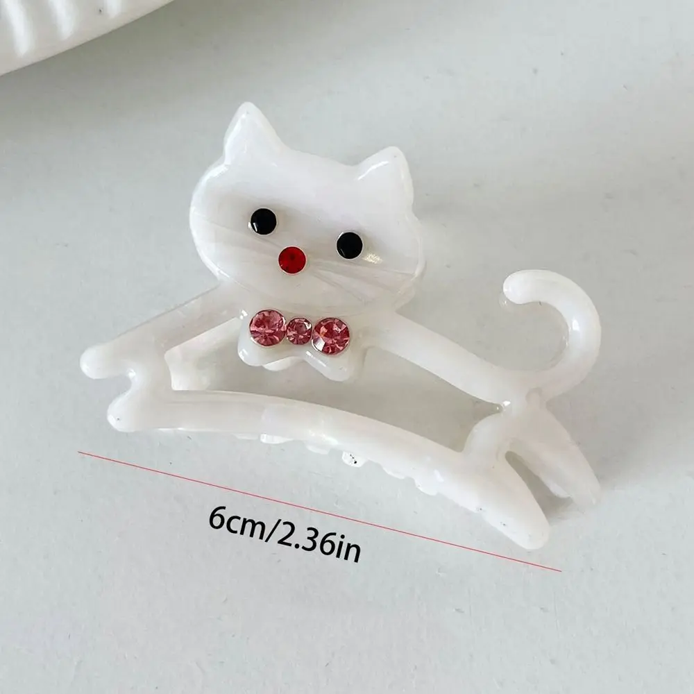 Diamond Acetate Animal Cat Hair Claw Cute Cartoon Y2k Rhinestone Hair Clip Acetic Acid Hollow Shark Clip Female