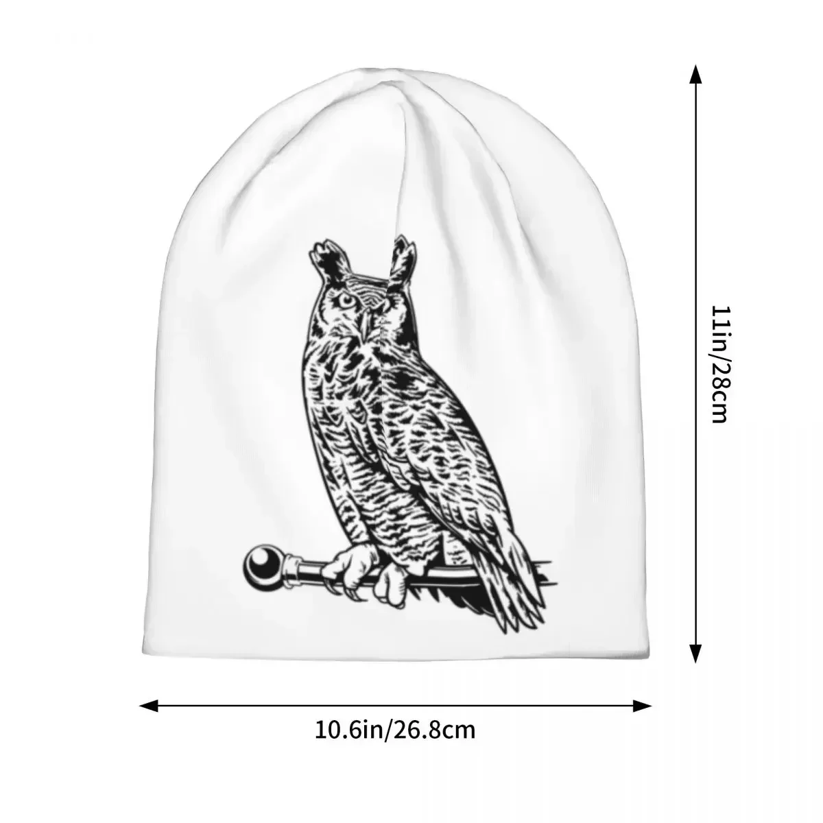 Owl Drawing Sitting On Flag Pole Warm Knitted Cap Fashion Bonnet Hat Autumn Winter Outdoor Beanies Hats for Men Women Adult