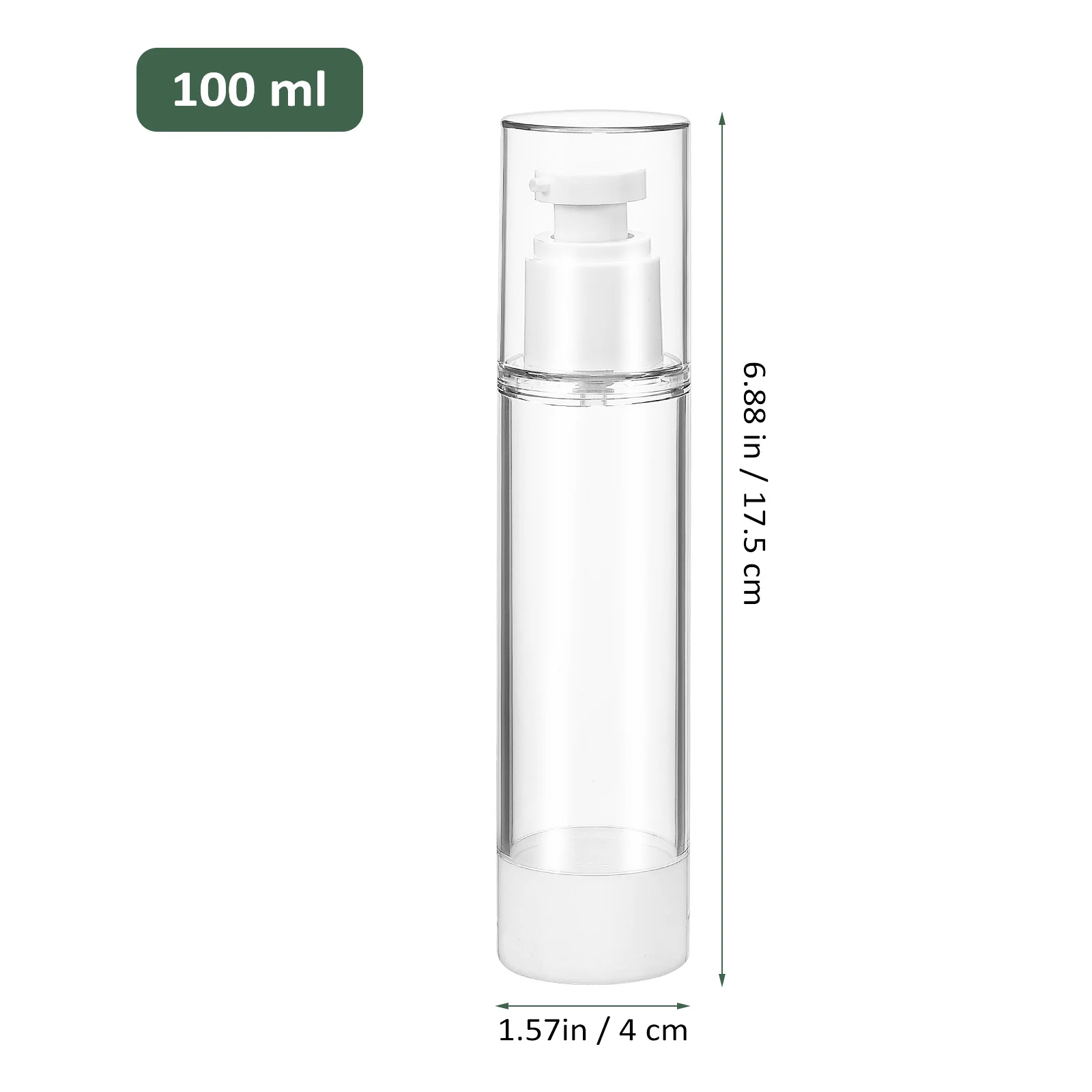 4 szt. Butelek z pompką airless 100 ml, wielokrotnego użytku, przezroczyste pojemniki na balsamy, idealne na podróż, na szampon, odżywkę, tonik, puste pojemniki na kosmetyki.