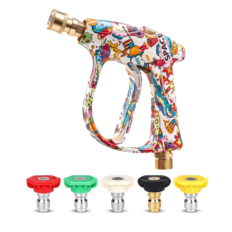 2026 Trendy Painted Spray Gun with Nozzle Set, Universal High Pressure Washer Accessories, Ideal for Car Care, Patio and Daily